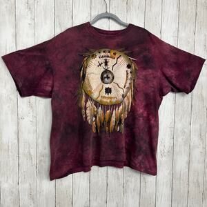 The Mountain Vintage Tie Dye Short Sleeve Native Dream Catcher 97 Cotton T-Shirt